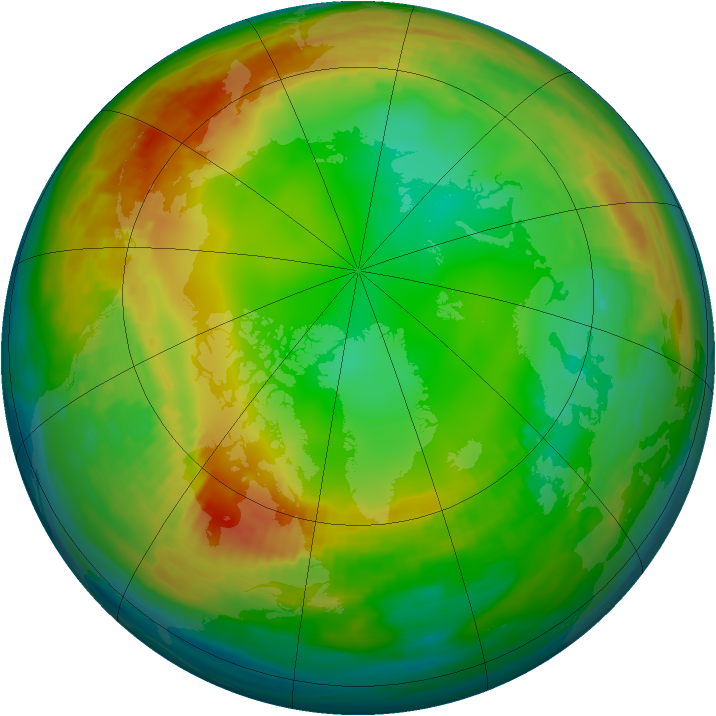 Arctic ozone map for 20 January 1989